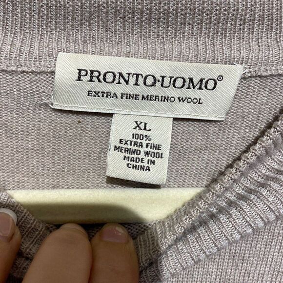 Pronto Uomo Men's Extra Fine Merino Wool Long Sleeve Sweater Gray Size XL - Picture 7 of 11